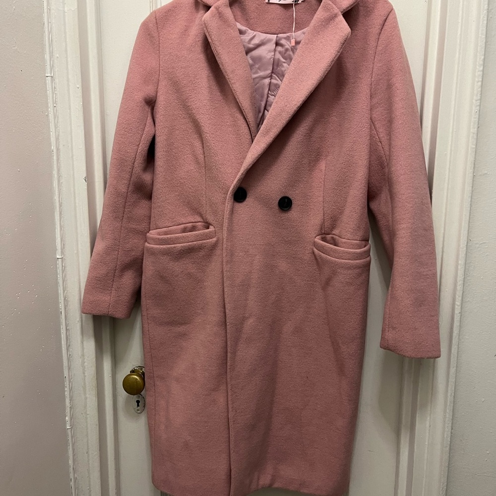 Buge dress pink  coat 38 inch long ,sleeve 23 inches